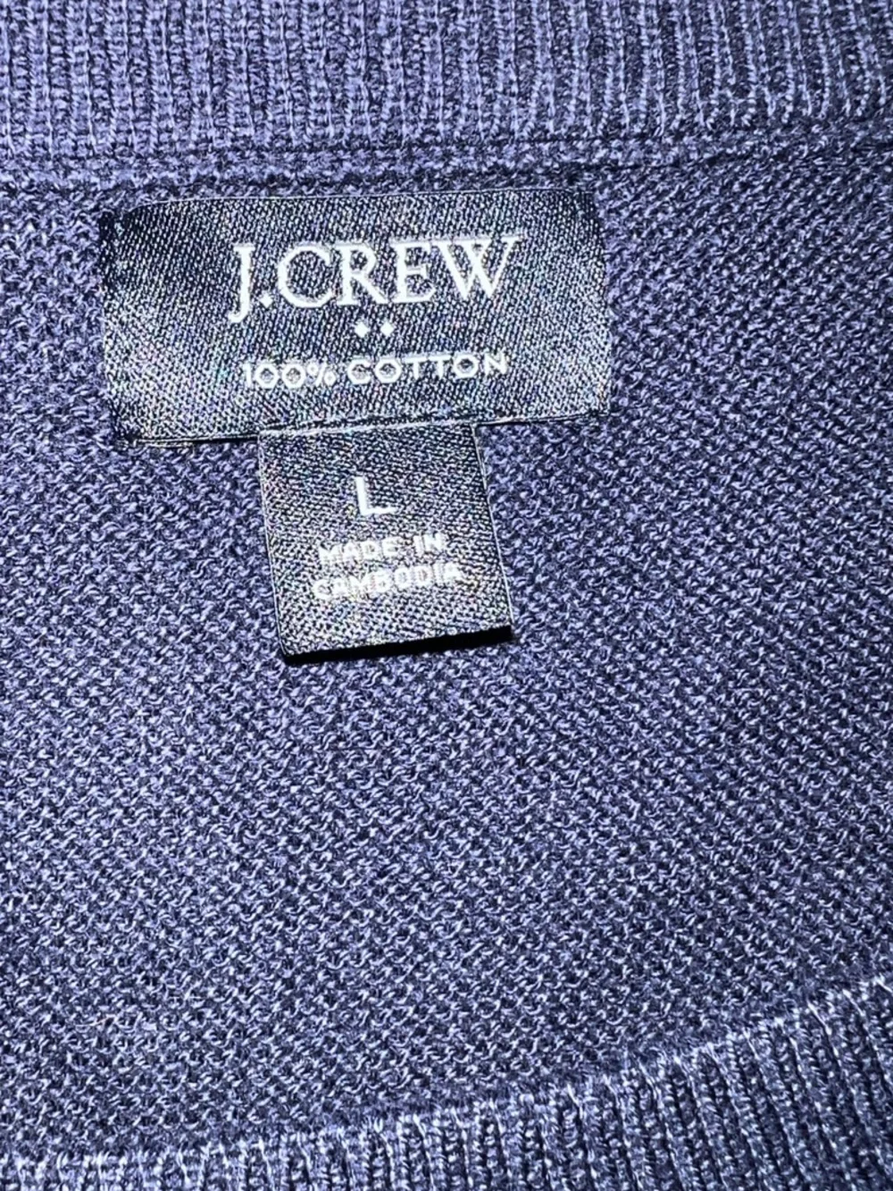 J. Crew Navy Crewneck Sweater with White Chest Stripe 100% Cotton Men L